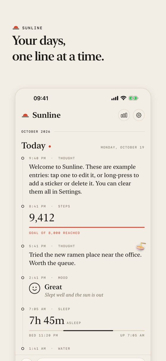 Sunline's timeline for one day